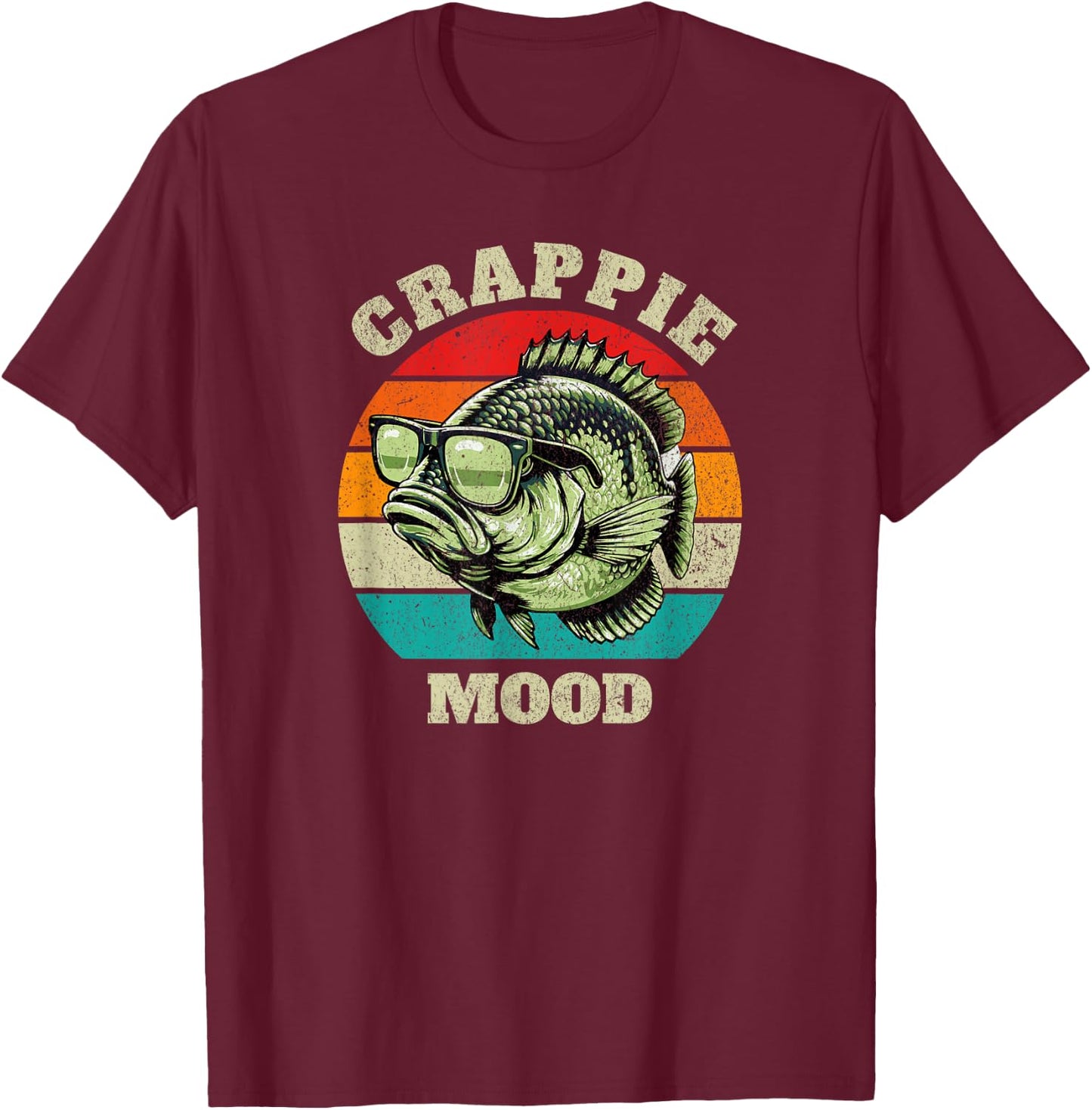 Funny Crappie Mood Retro Fishing Sarcastic Dad Boys T-Shirt - T-Shirt | Maroon