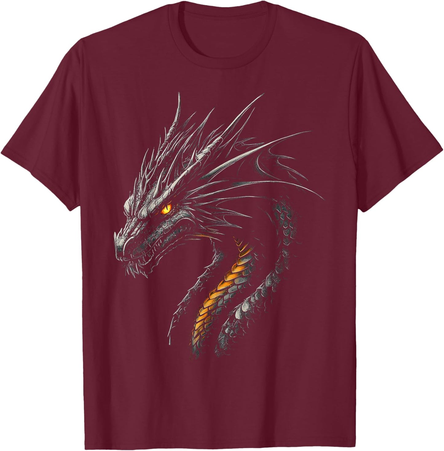 Black Dragon Motif Mythical Art Black Dragon T-Shirt - T-Shirt | Maroon