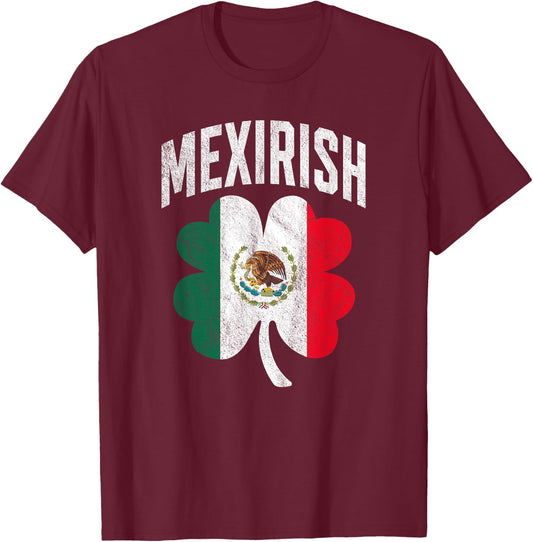 Irish Mexican Flag Shamrock Proud Mexirish St Patricks Day T-Shirt - T-Shirt | Maroon