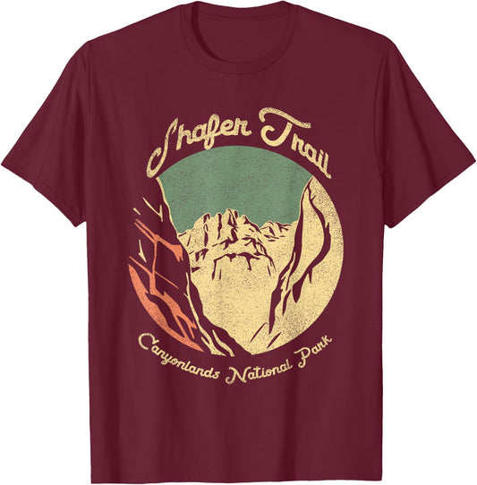 Shafer Trail Canyonlands National Park Vintage Black Version T-Shirt - T-Shirt | Maroon