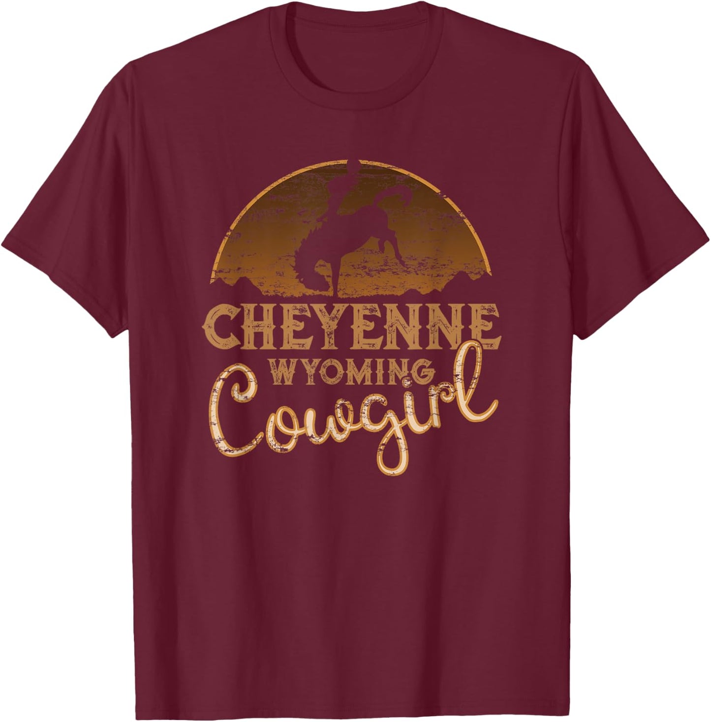 Cheyenne Wyoming WY Rodeo Cowgirl T-Shirt - T-Shirt | Maroon
