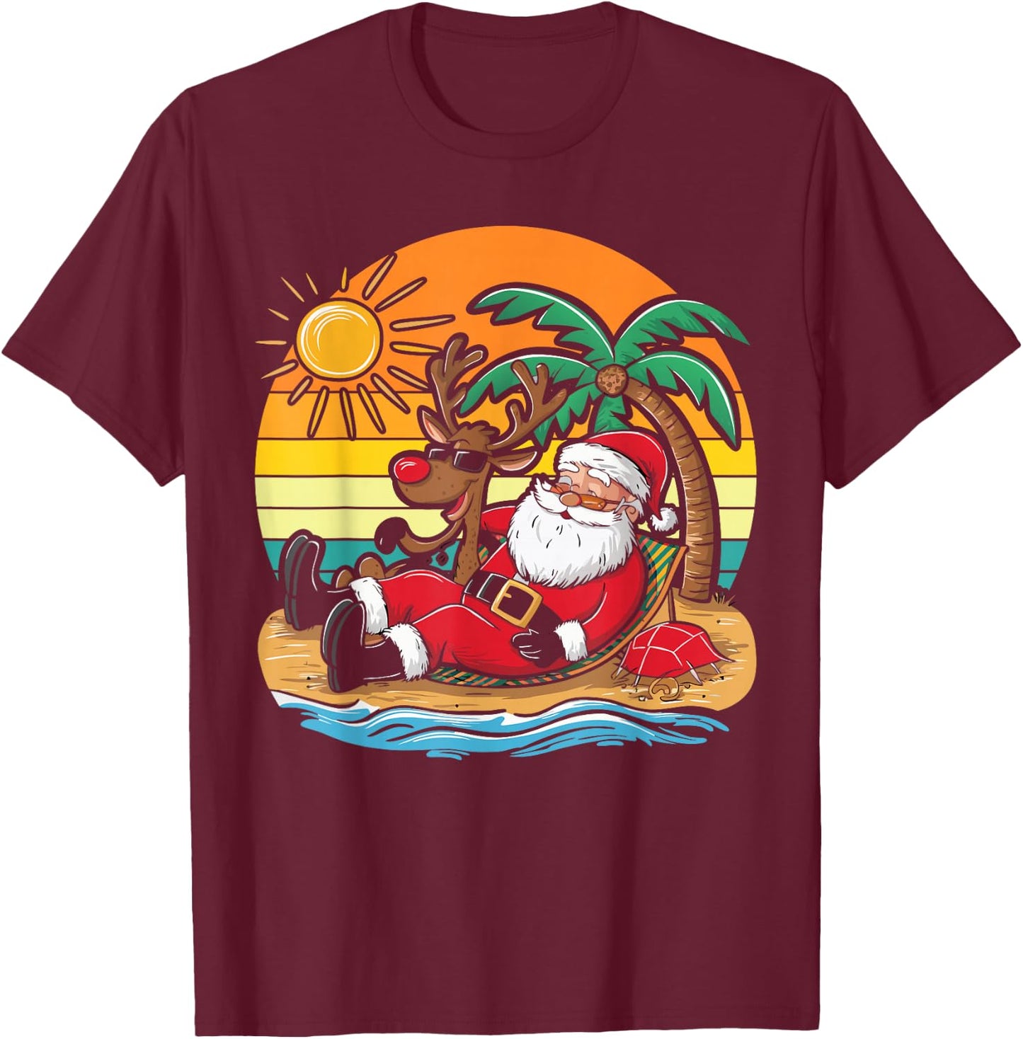 Christmas on The Beach Christmas T-Shirt - T-Shirt | Maroon