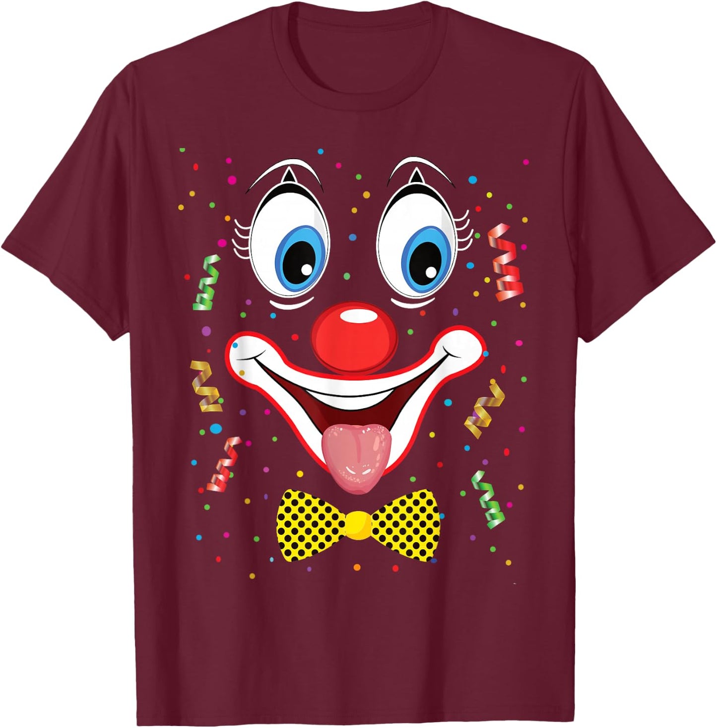 Carnival Clown Face Circus Costume Kids Men Women Carnivals T-Shirt - T-Shirt | Maroon