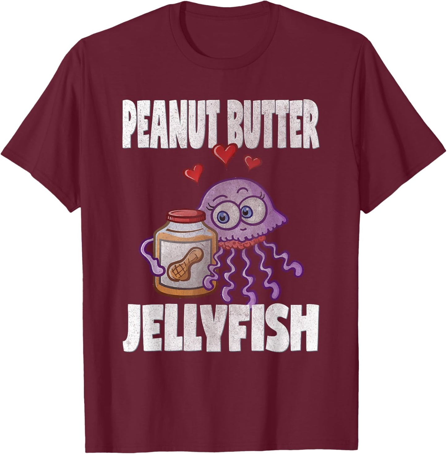 Cute Valentines Day T Shirts Kids Peanut Butter & Jellyfish T-Shirt - T-Shirt | Maroon
