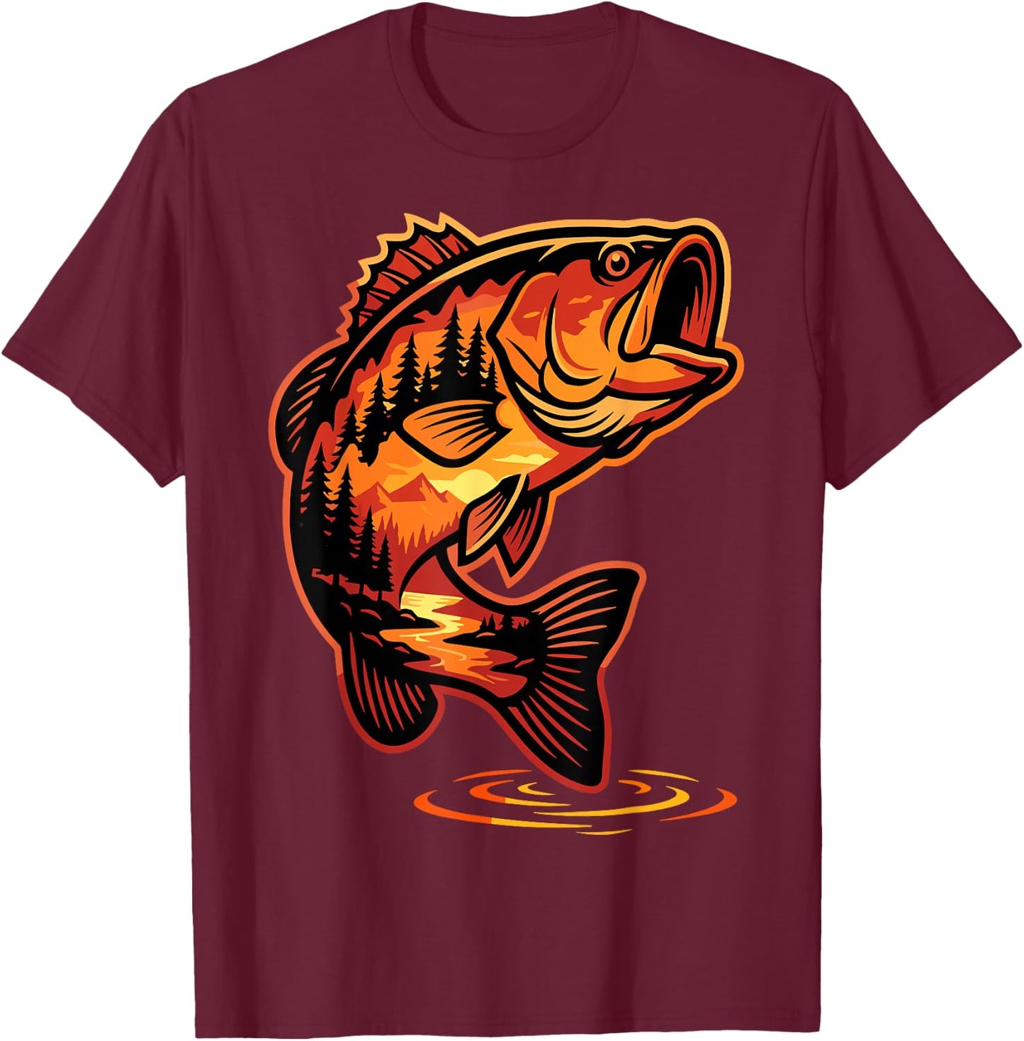 Retro Fish Nature Wildlife T-Shirt - T-Shirt | Maroon