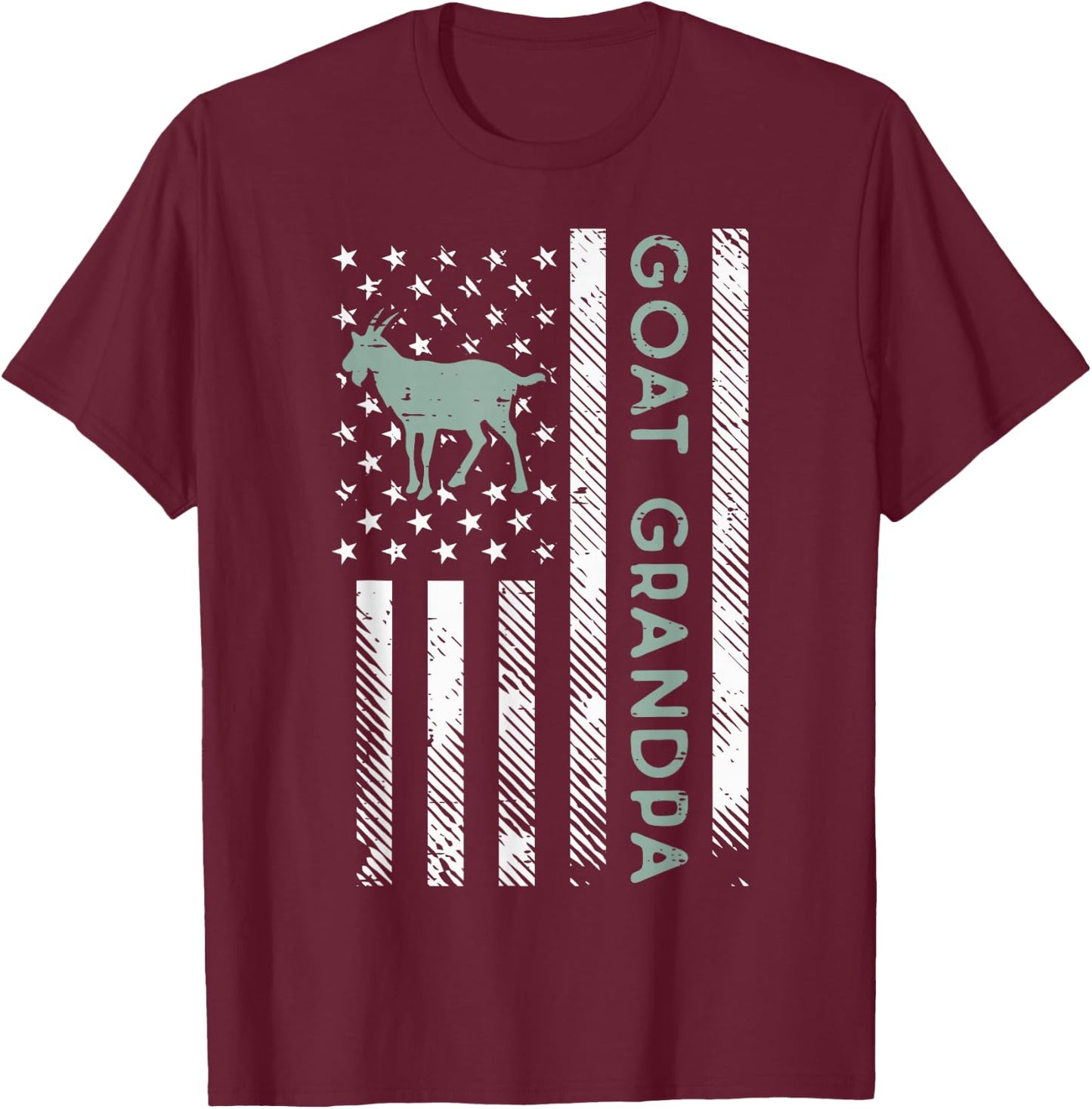 Goat Grandpa US Flag Vintage Patriotic Farm Farmer Papa Men T-Shirt - T-Shirt | Maroon