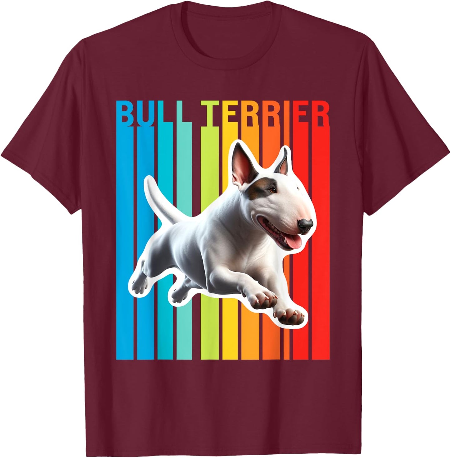 Colorful Bull Terrier T-Shirt - T-Shirt | Maroon