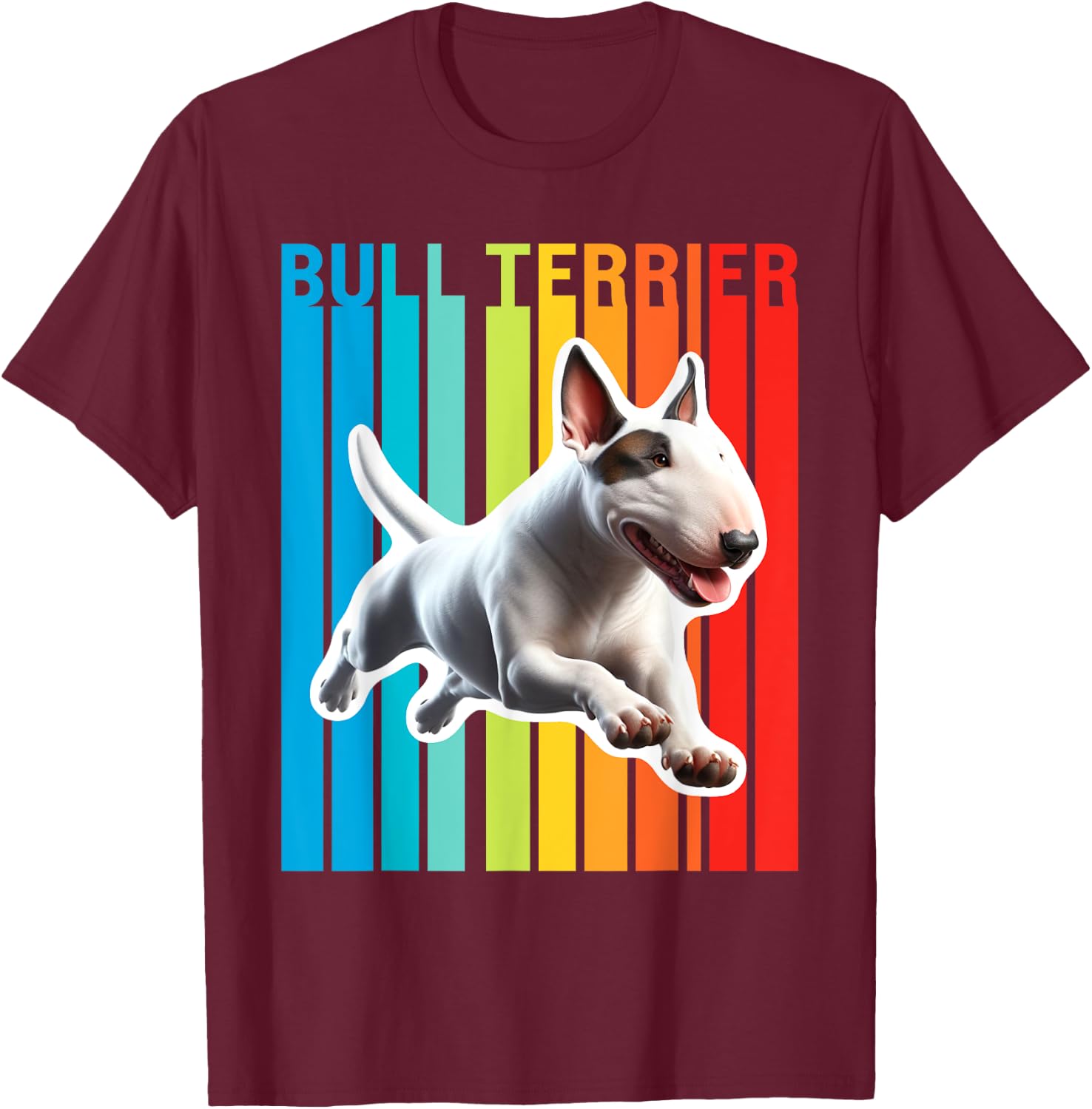 Colorful Bull Terrier T-Shirt - T-Shirt | Maroon