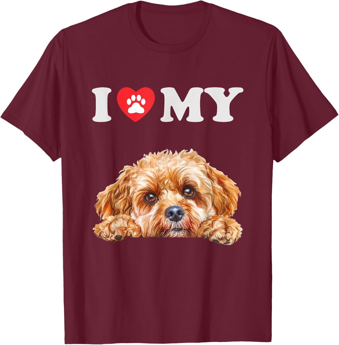 Cavapoo I Heart My Dog Funny Dog Lover Men Women Girls Kids T-Shirt - T-Shirt | Maroon