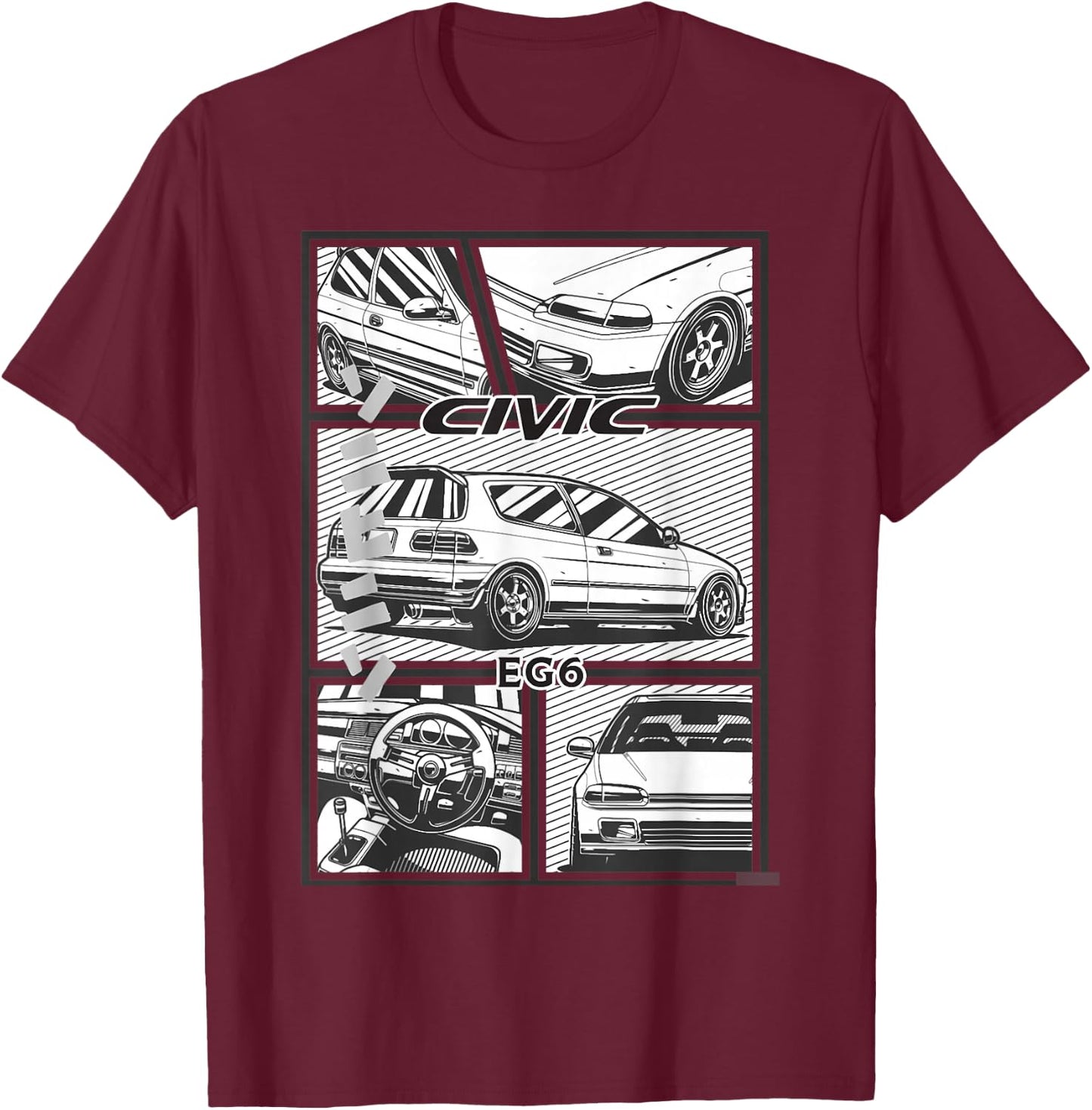 Civic eg 6 Japanese car T-Shirt - T-Shirt | Maroon