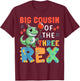 Big Cousin Of The Three Rex Birthday Dinosaur 3rd Bday Party T-Shirt - T-Shirt | Maroon