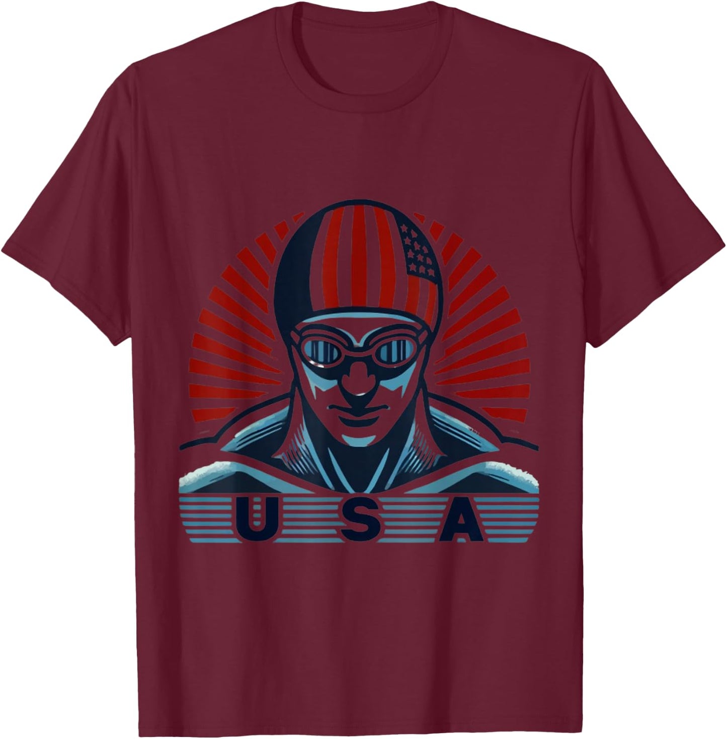 USA Swimmer Olympics Graphic Design T-Shirt - T-Shirt | Maroon
