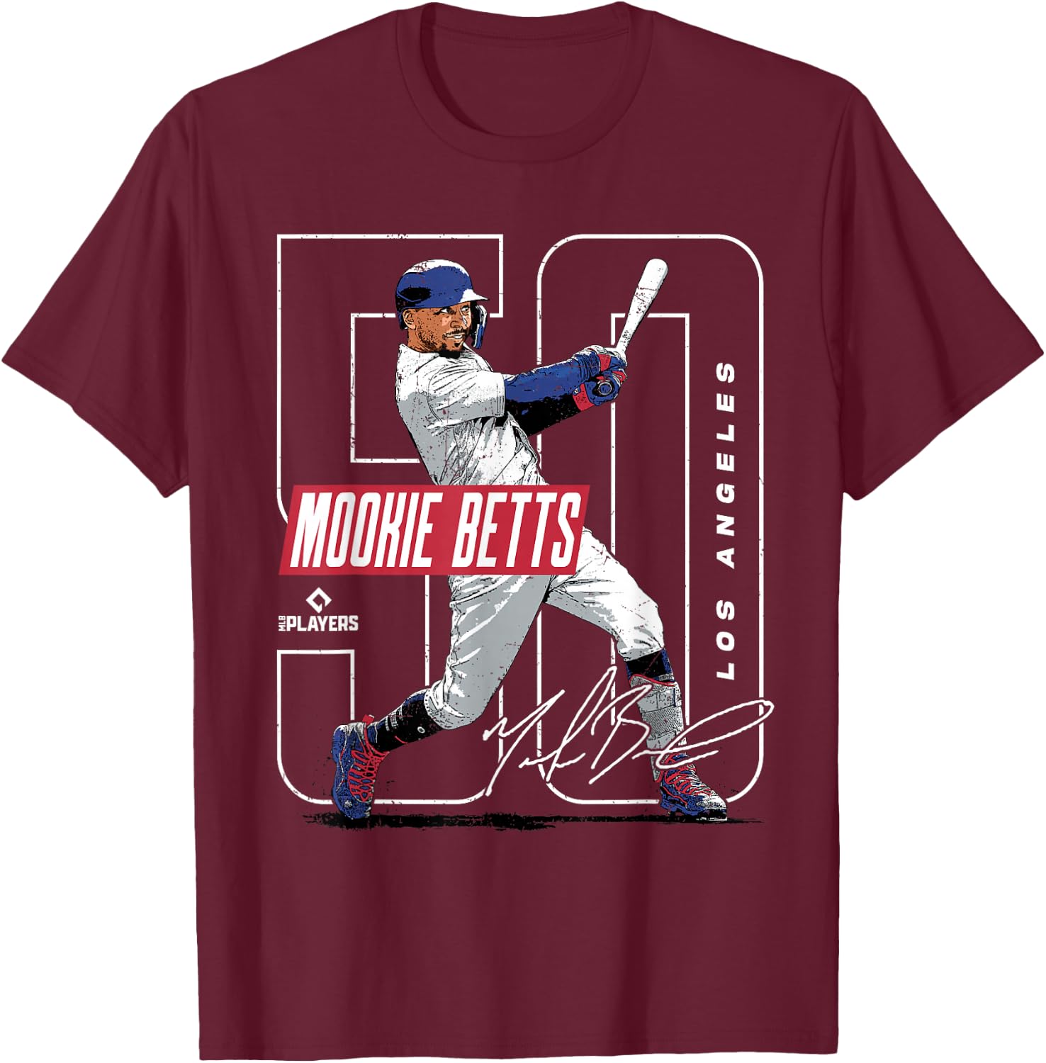 Mookie Betts | Los Angeles Baseball MLB Players | MLBMBE3004 T-Shirt - T-Shirt | Maroon