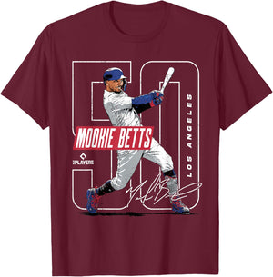 Mookie Betts | Los Angeles Baseball MLB Players | MLBMBE3004 T-Shirt - T-Shirt | Maroon