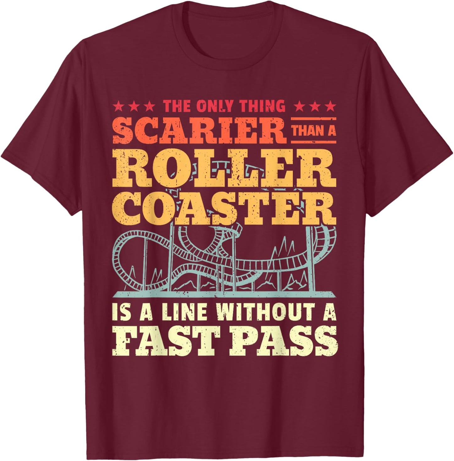 Vintage Rollercoaster Line I Funny Roller Coaster T-Shirt - T-Shirt | Maroon