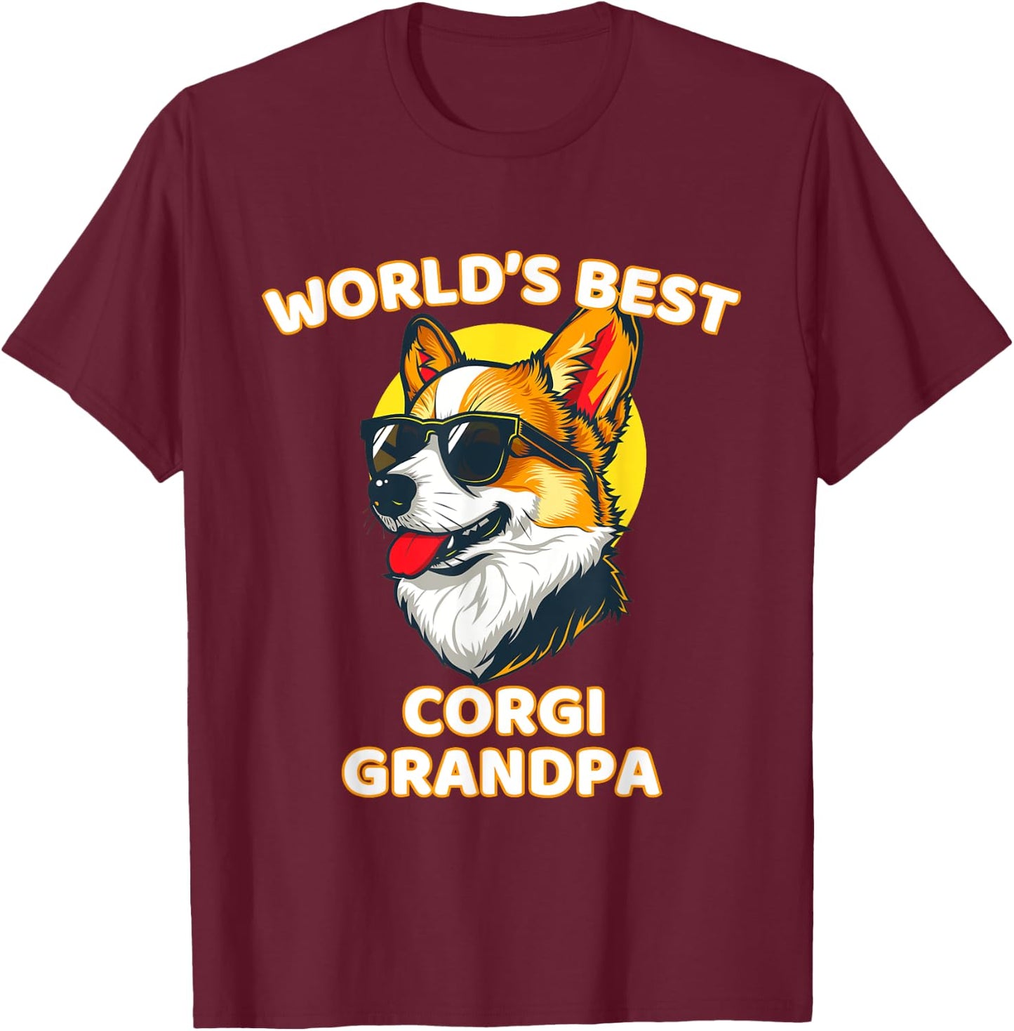 Funny World's Best Corgi Grandpa T-Shirt - T-Shirt | Maroon