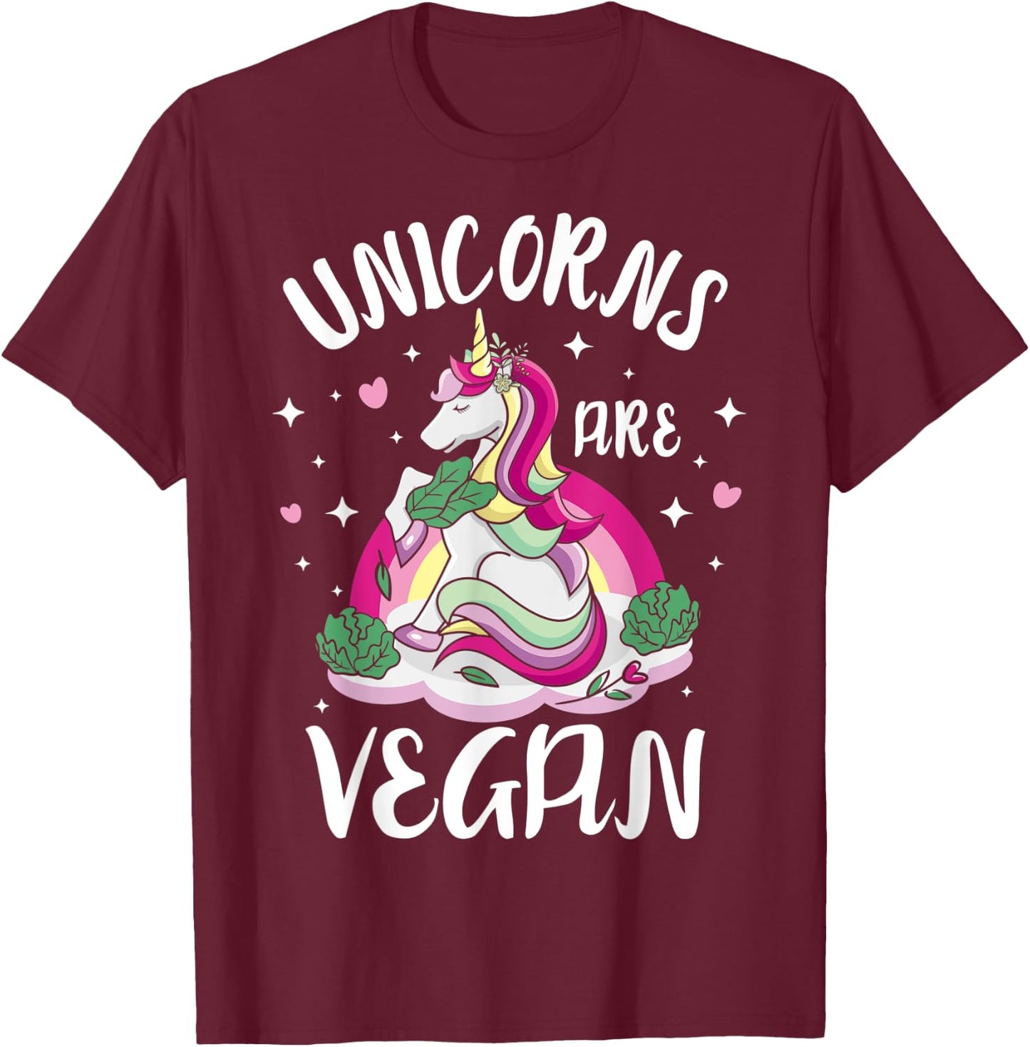 Kawaii Unicorns Are Vegan Vegetarian Design & Women T-Shirt - T-Shirt | Maroon