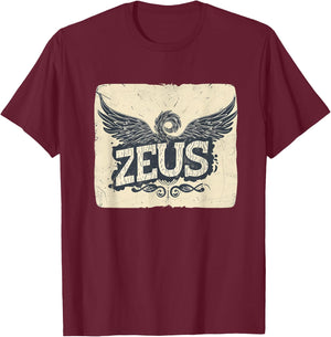 Epic Zeus Graphic for a Bold and Mighty Look T-Shirt - T-Shirt | Maroon