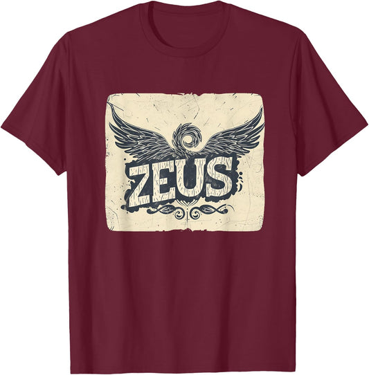 Epic Zeus Graphic for a Bold and Mighty Look T-Shirt - T-Shirt | Maroon