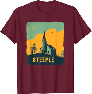 Nice Church with Steeple for Building Lovers T-Shirt - T-Shirt | Maroon