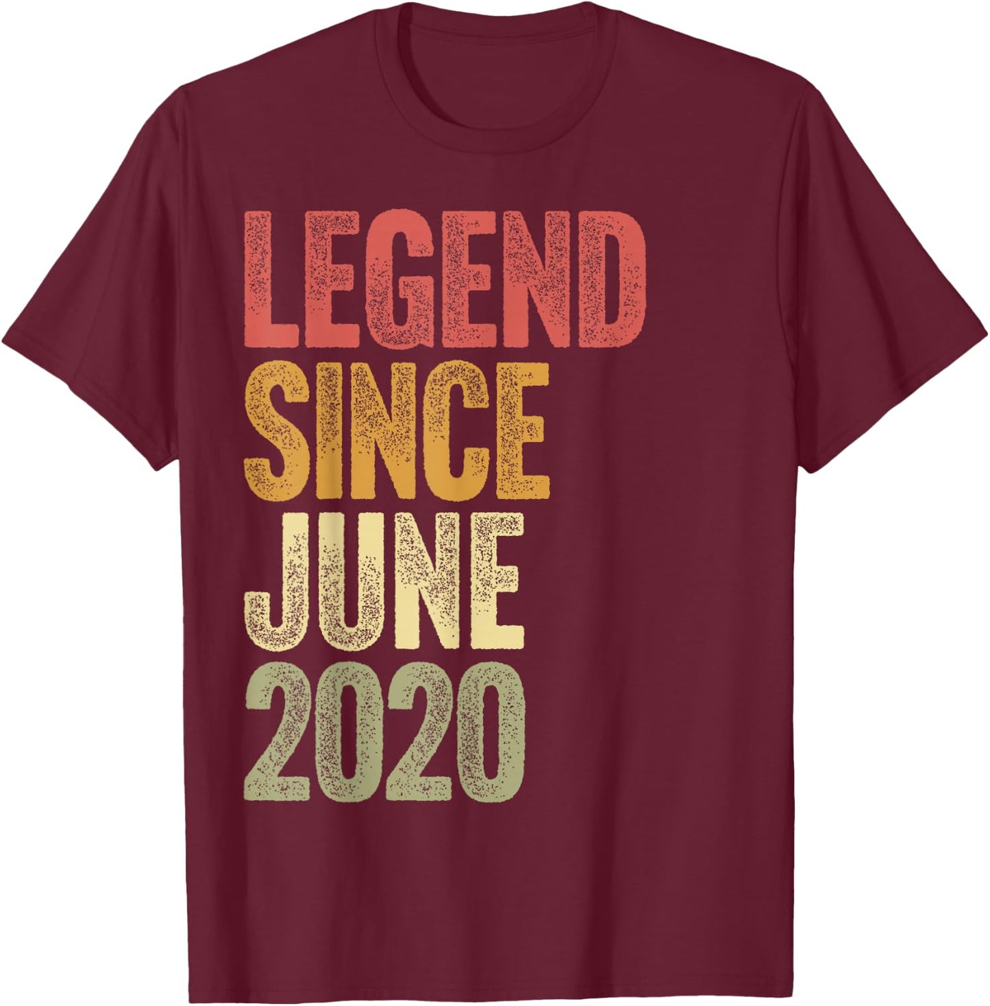 6 Year Old Legend Since June 2020 Retro 6th Birthday T-Shirt - T-Shirt | Maroon