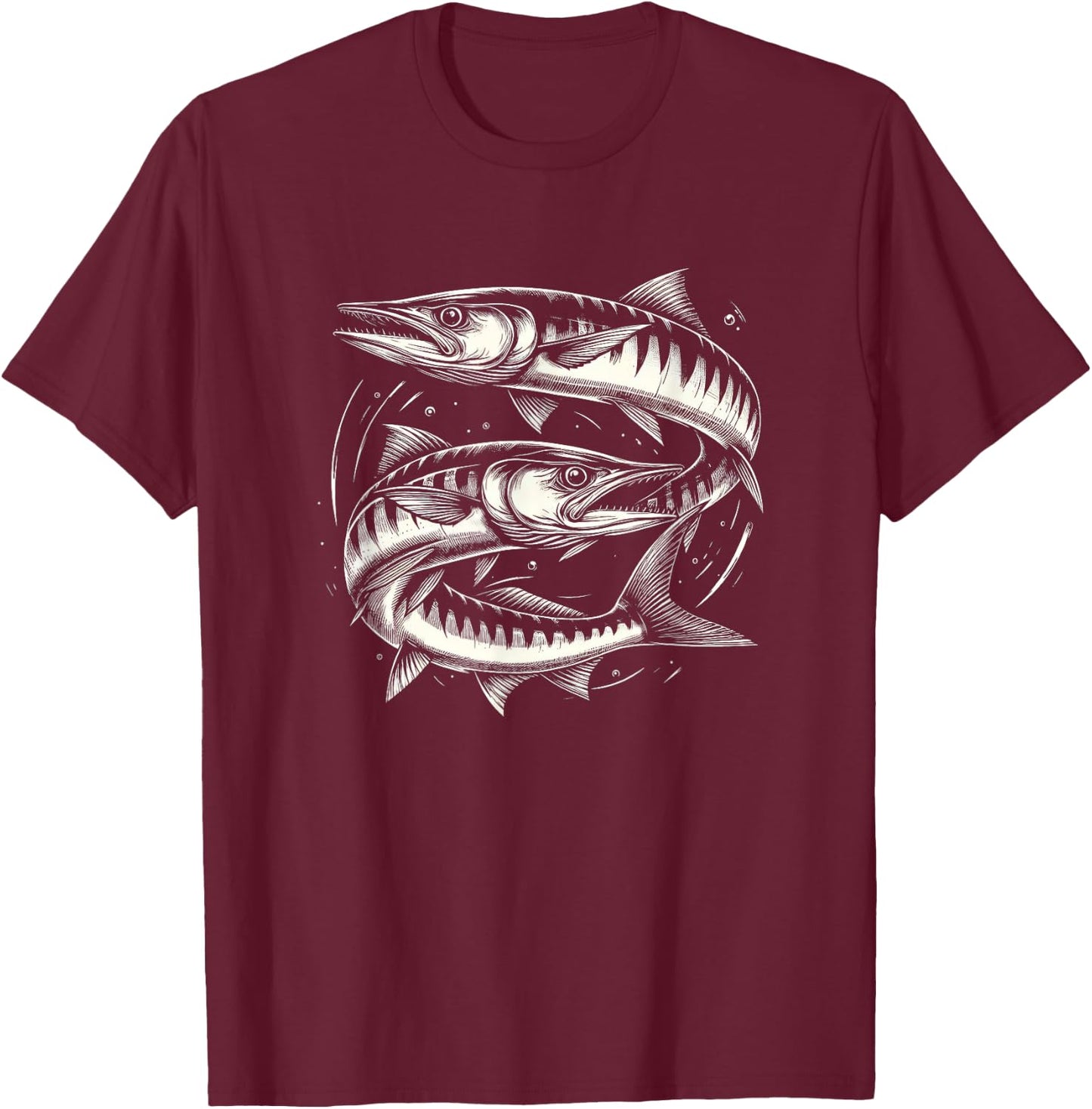 Barracuda Fish Graphic Art Design And Men T-Shirt - T-Shirt | Maroon