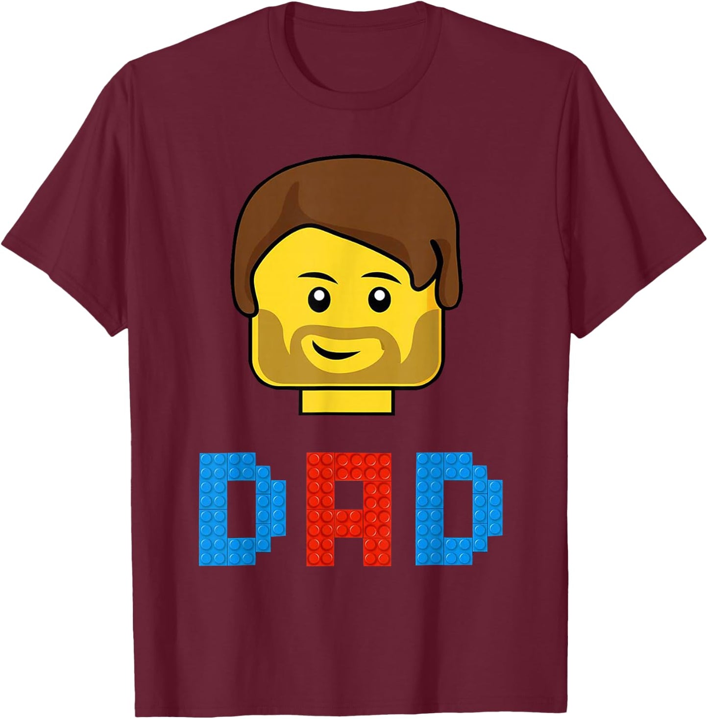 Unique Family Dad Master Builder Building Bricks Blocks T-Shirt - T-Shirt | Maroon
