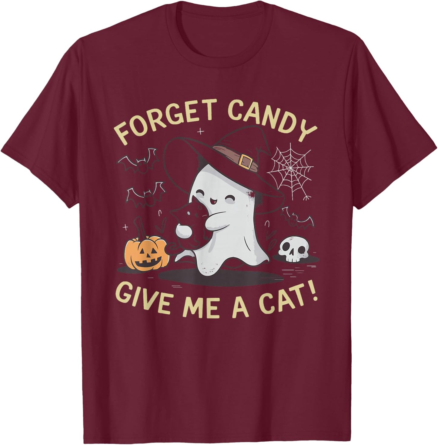 Forget Candy Give Me A Cat Women Kids T-Shirt - T-Shirt | Maroon