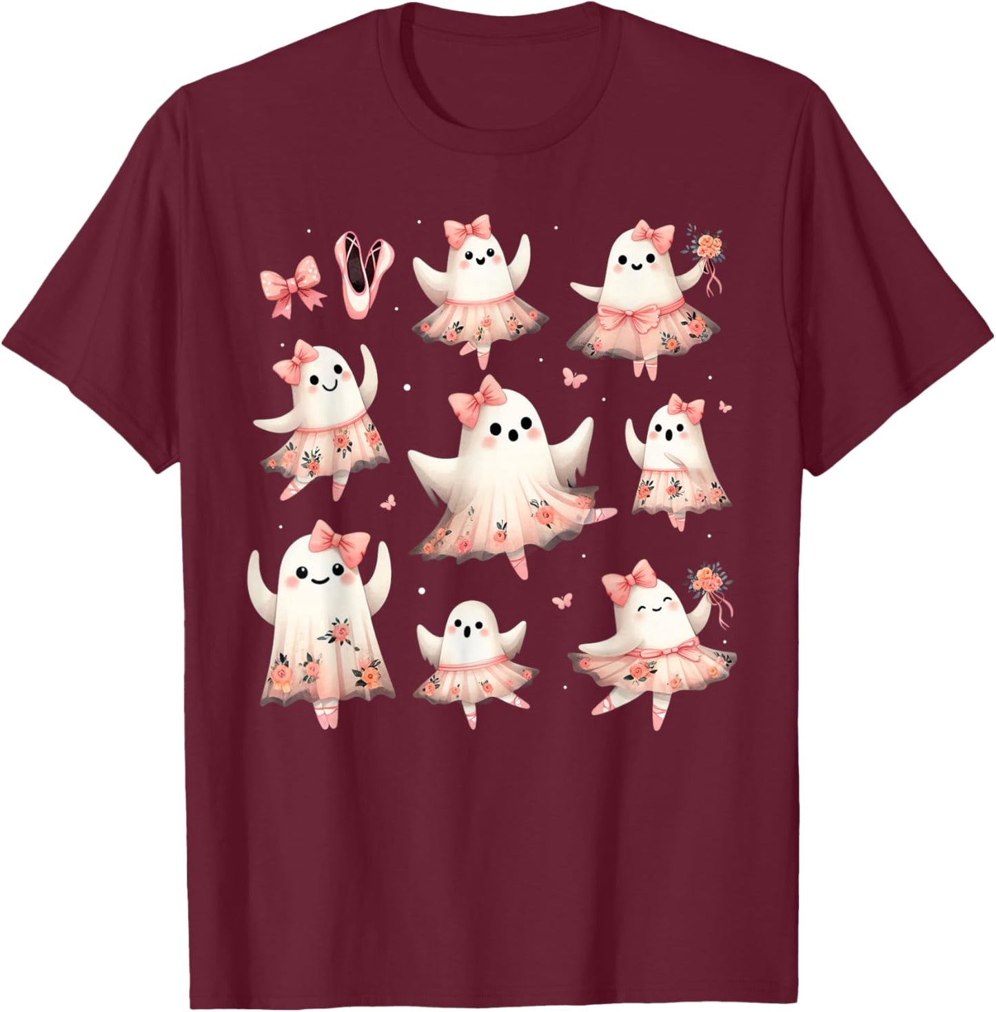 Ballet Ghost Ballet Dancer Spooky Dance Teacher Halloween T-Shirt - T-Shirt | Maroon