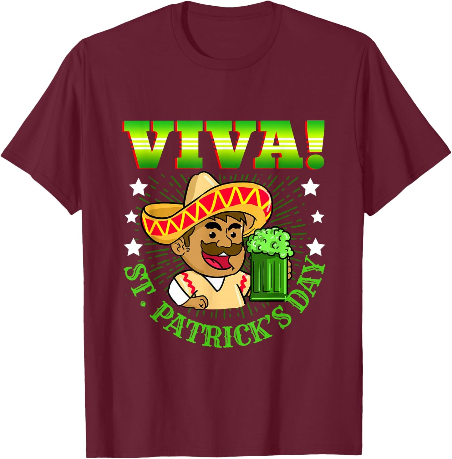 Viva St Patricks Day Irish Mexican T-Shirt - T-Shirt | Maroon