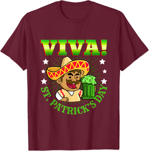 Viva St Patricks Day Irish Mexican T-Shirt - T-Shirt | Maroon