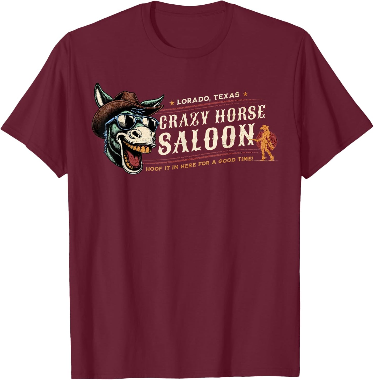 Crazy Horse Saloon Bar T-Shirt - T-Shirt | Maroon