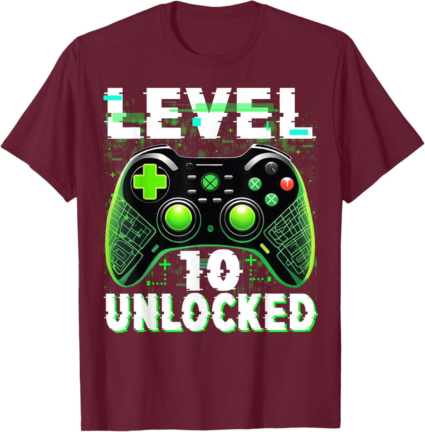Level 10 Unlocked Shirt Funny Video Gamer Geek 10th Birthday T-Shirt - T-Shirt | Maroon