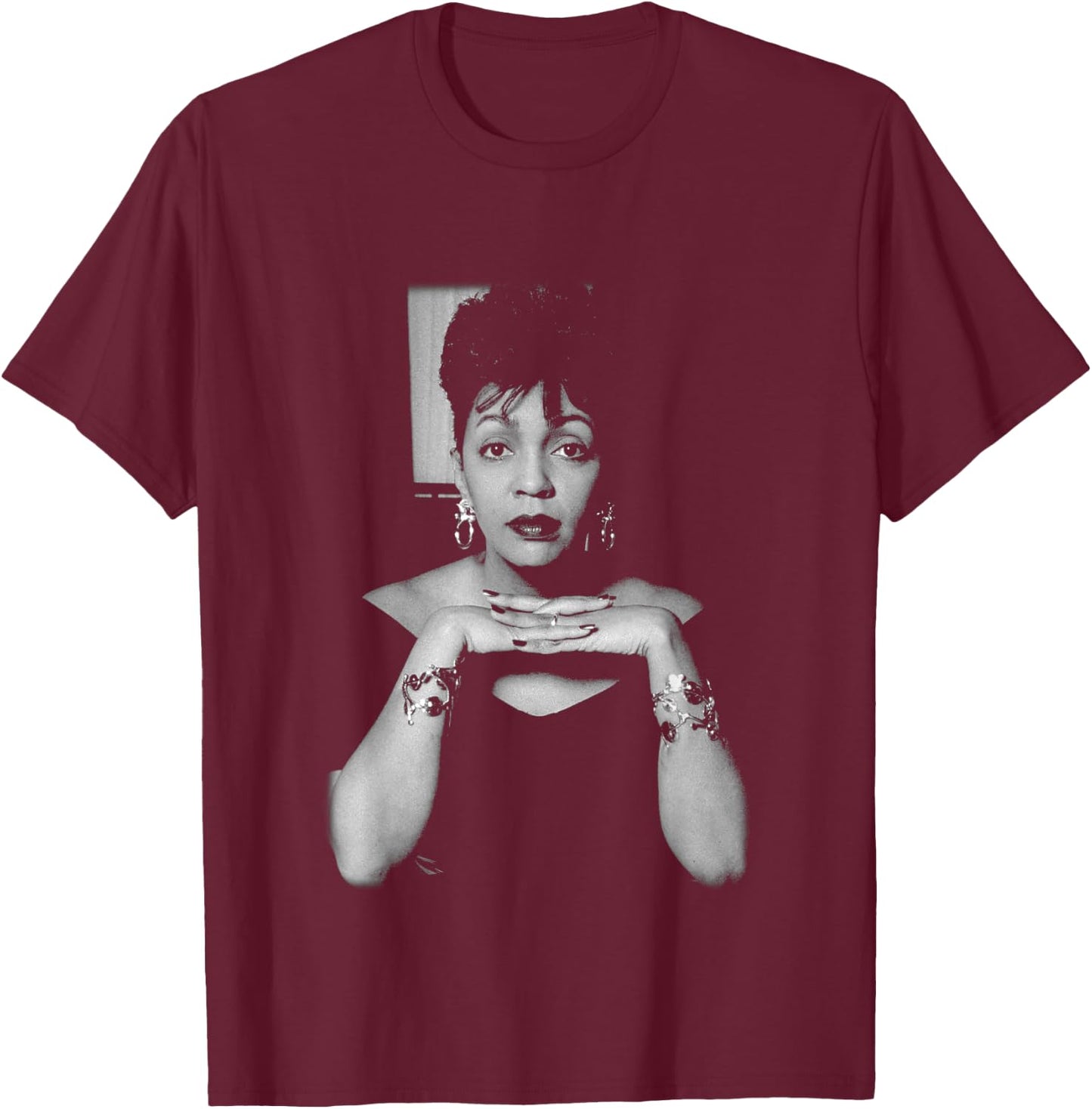 Singer Anita Baker B&W by Stephen Wright T-Shirt - T-Shirt | Maroon