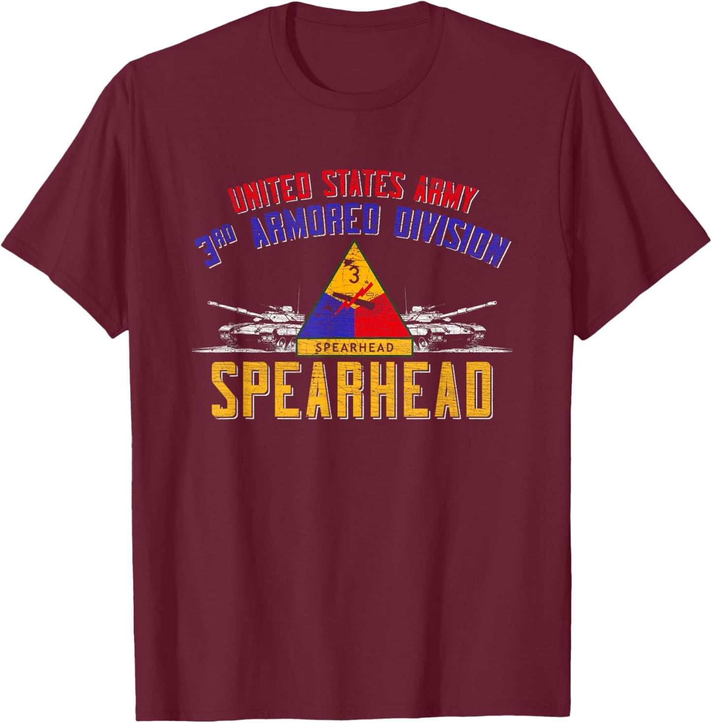 3rd Armored Division Veteran 3rd Ad Spearhead Vintage Gifts T-Shirt - T-Shirt | Maroon