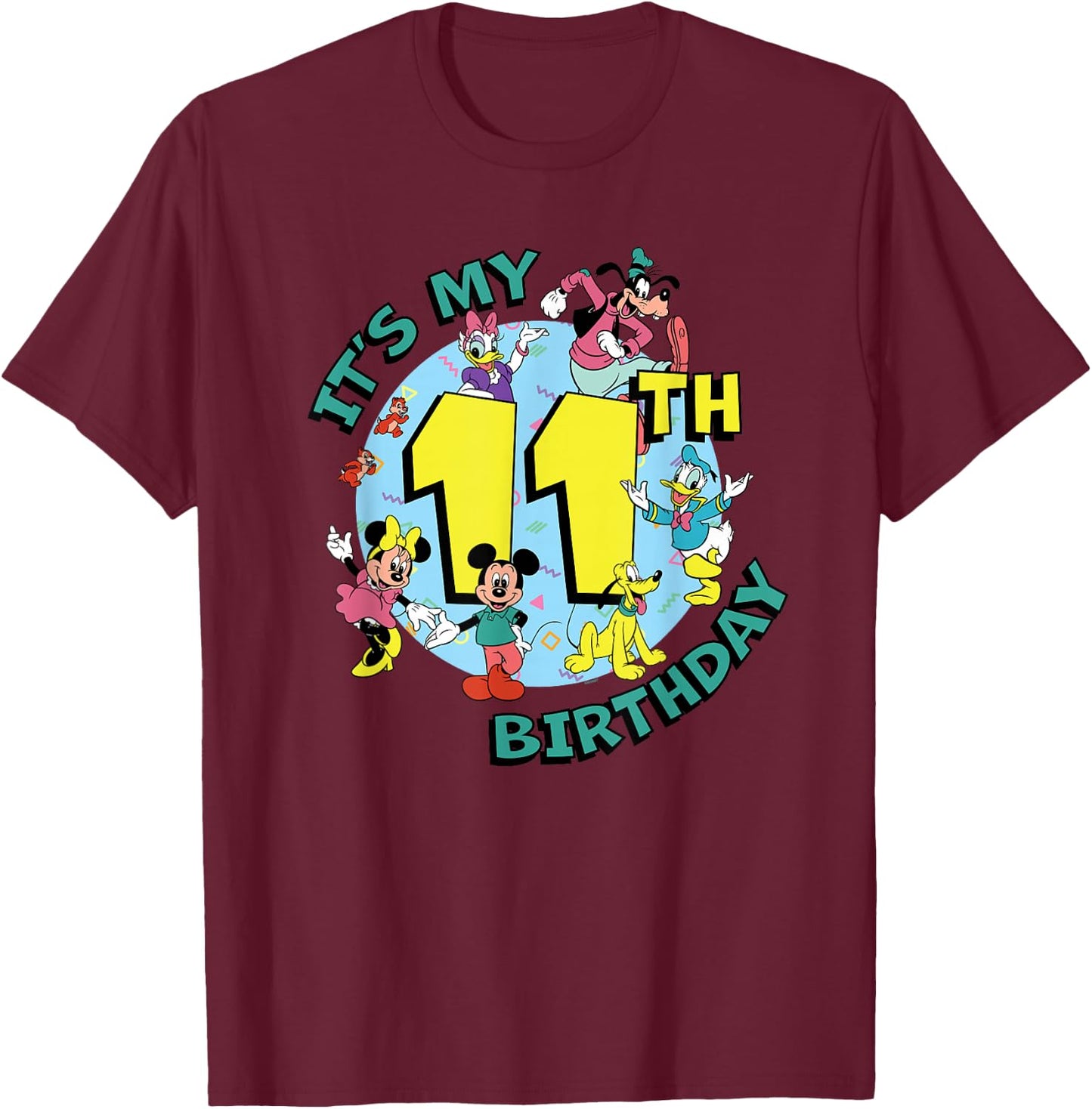 Disney Mickey and Friends It's My Eleventh 11th Birthday T-Shirt - T-Shirt | Maroon