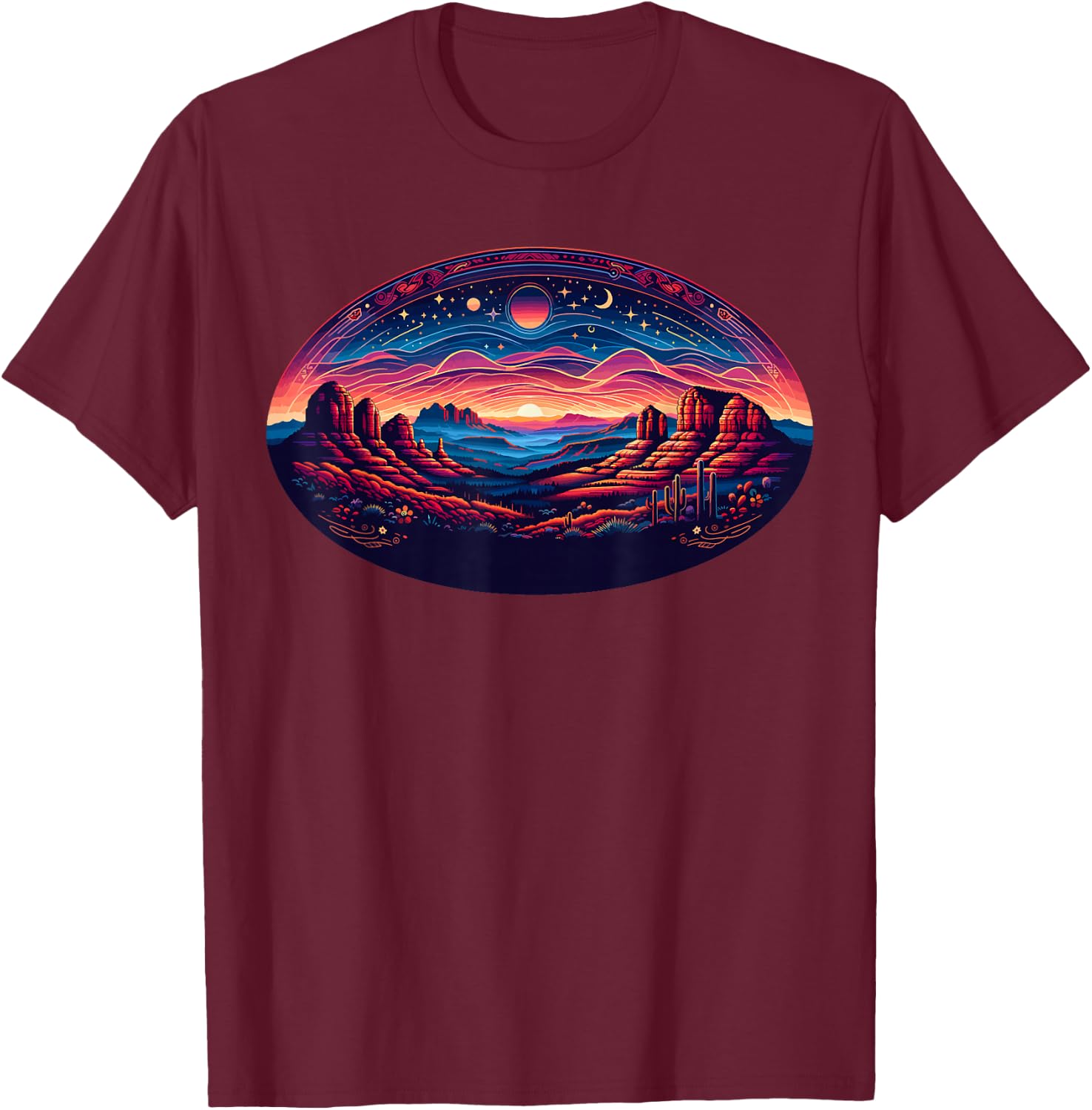 Sedona Arizona Nature Hiking Outdoor Mountain Retro Vintage T-Shirt - T-Shirt | Maroon
