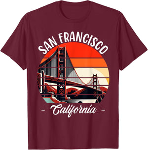 Golden Gate Bridge San Francisco California USA Golden Gate T-Shirt - T-Shirt | Maroon