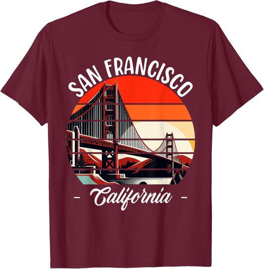 Golden Gate Bridge San Francisco California USA Golden Gate T-Shirt - T-Shirt | Maroon