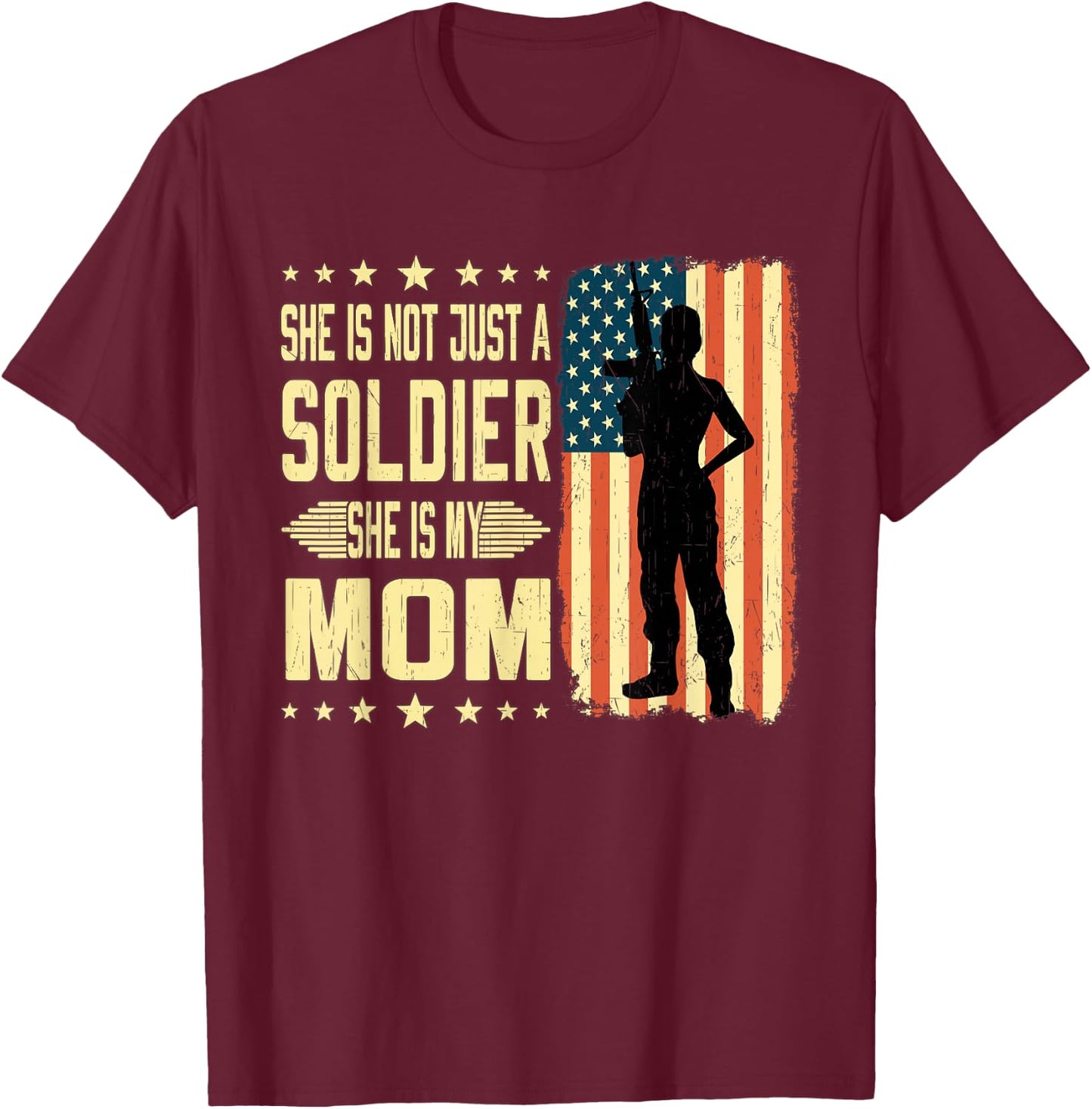 My Mom Is A Soldier Hero Proud Army Daughter Son Military T-Shirt - T-Shirt | Maroon
