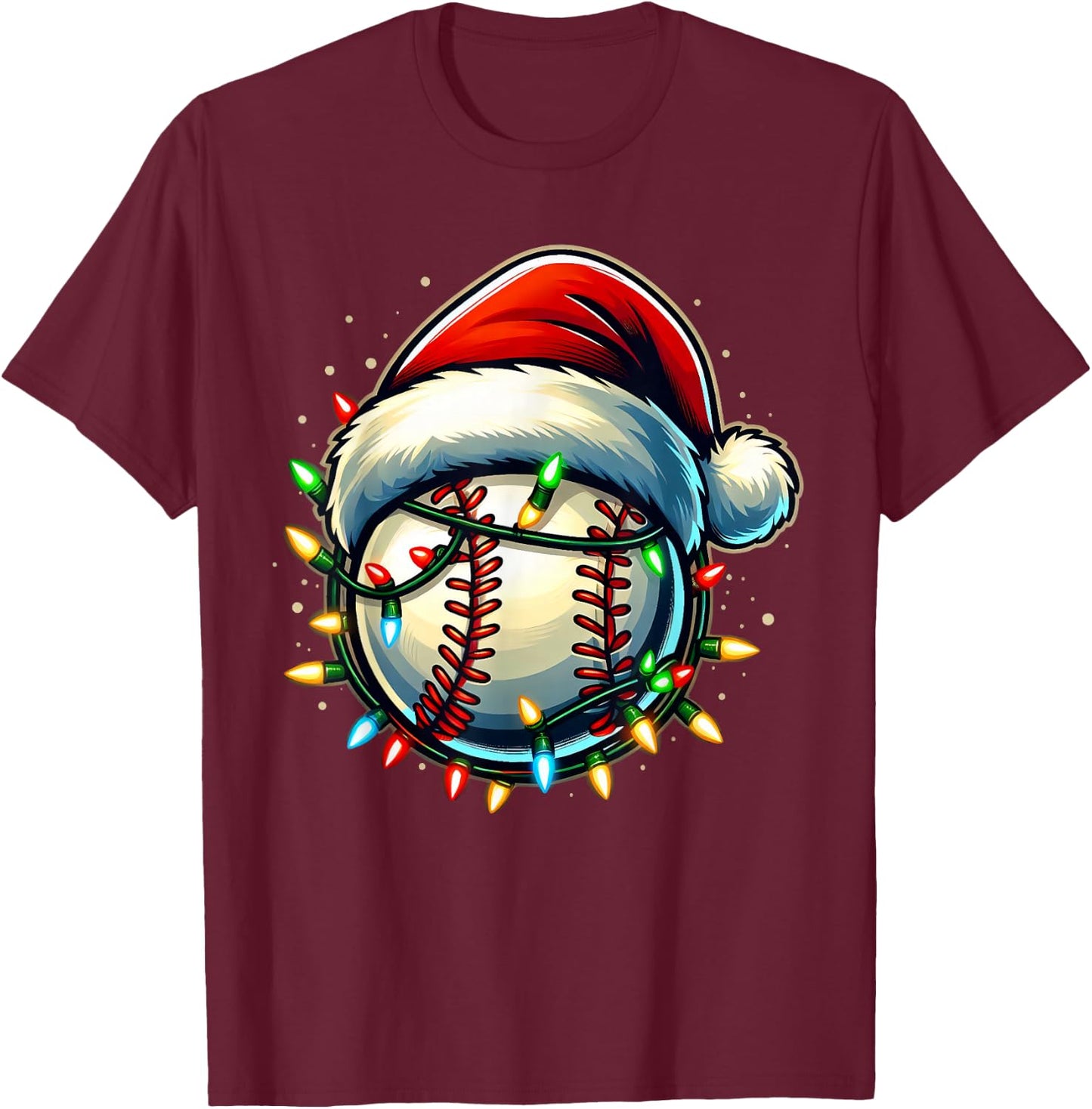 Christmas Baseball Xmas Santa Baseball Lover Boys Girls Kids T-Shirt - T-Shirt | Maroon