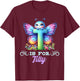 T Is For Tilly Girly Butterfly And Flower Initial Name T-Shirt - T-Shirt | Maroon