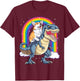Corgi Riding Dinosaur T-rex Gifts Men Women Rainbow Funny T-Shirt - T-Shirt | Maroon