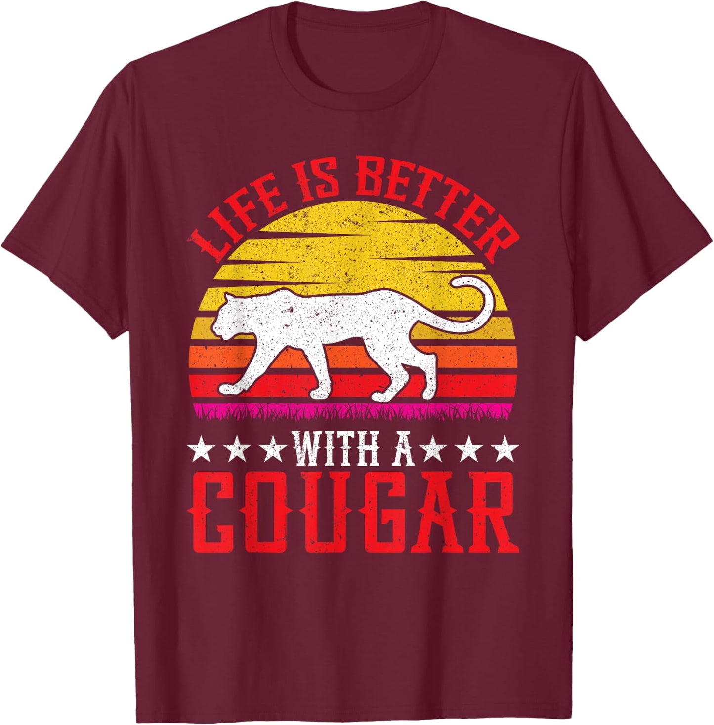 Life is Better with a Cougar T-Shirt - T-Shirt | Maroon