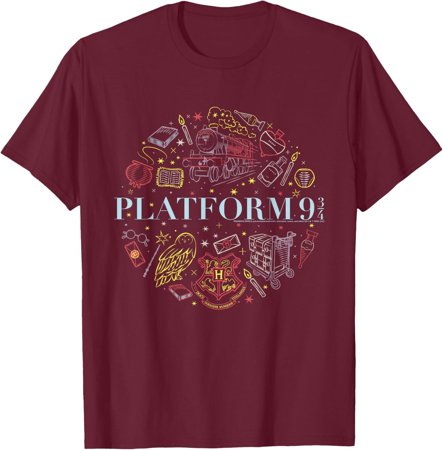 Harry Potter Platform 9 3/4 T-Shirt - T-Shirt | Maroon