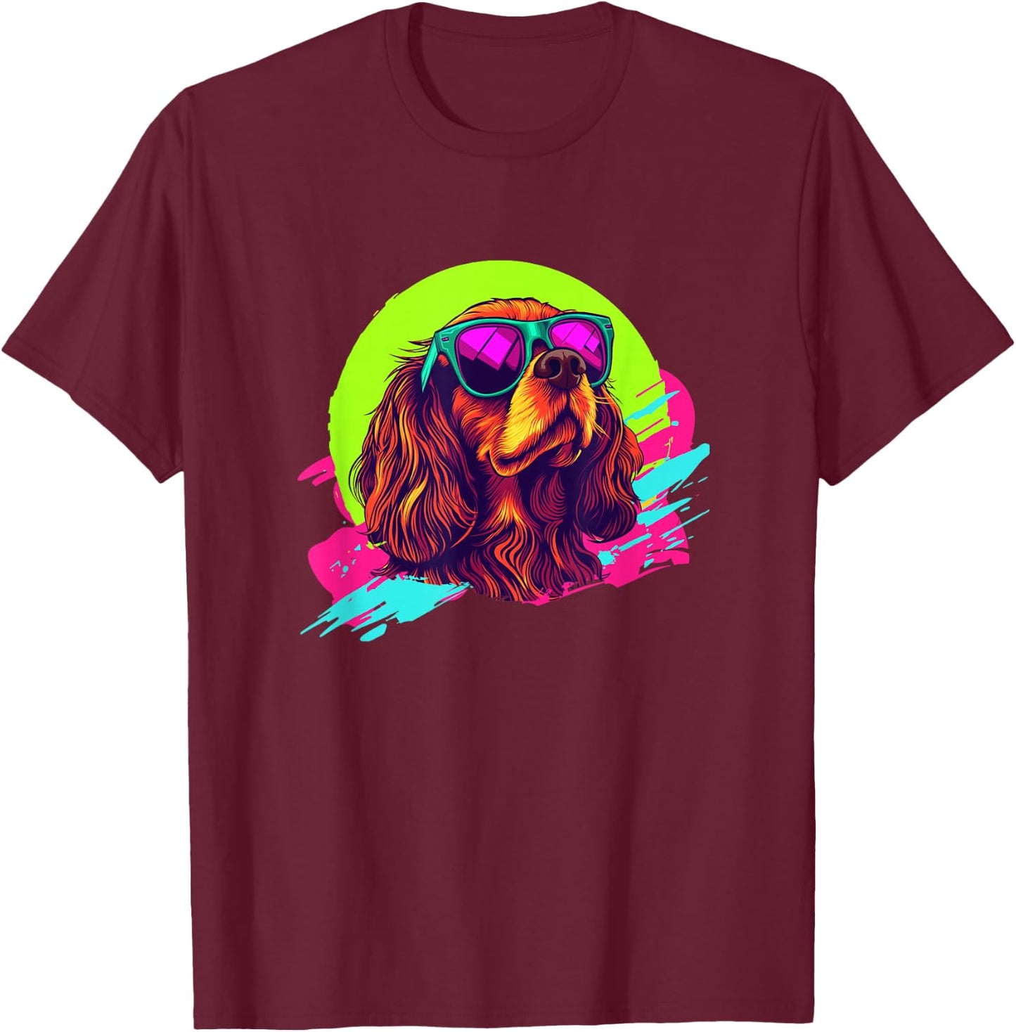 Retro Vintage 80s Ruby Cavalier Charles Spaniel T-Shirt - T-Shirt | Maroon