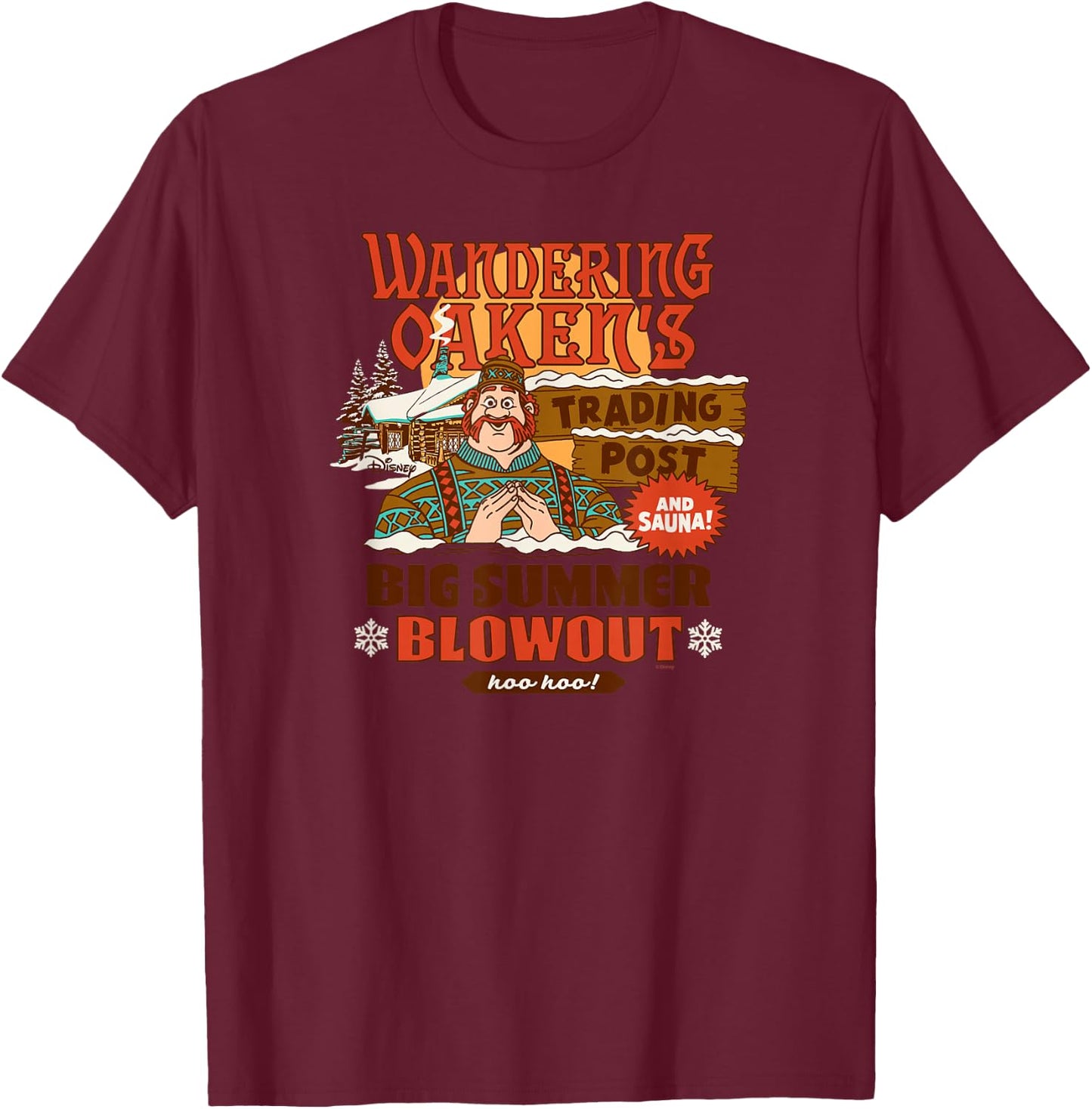 Disney - Frozen 2 - Wandering Oaken's Trading Post Cabin T-Shirt - T-Shirt | Maroon