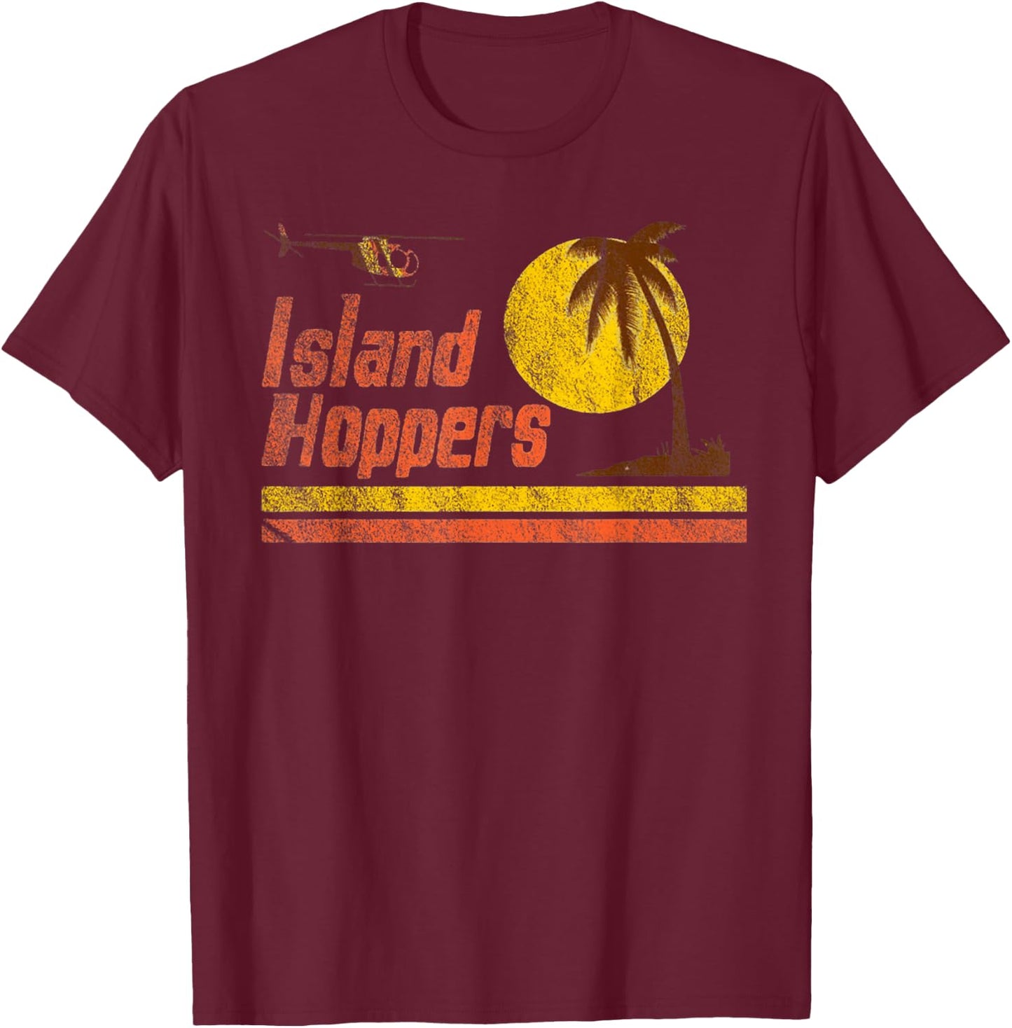Magnum Island Retro Hoppers Sunset In PI T-Shirt - T-Shirt | Maroon