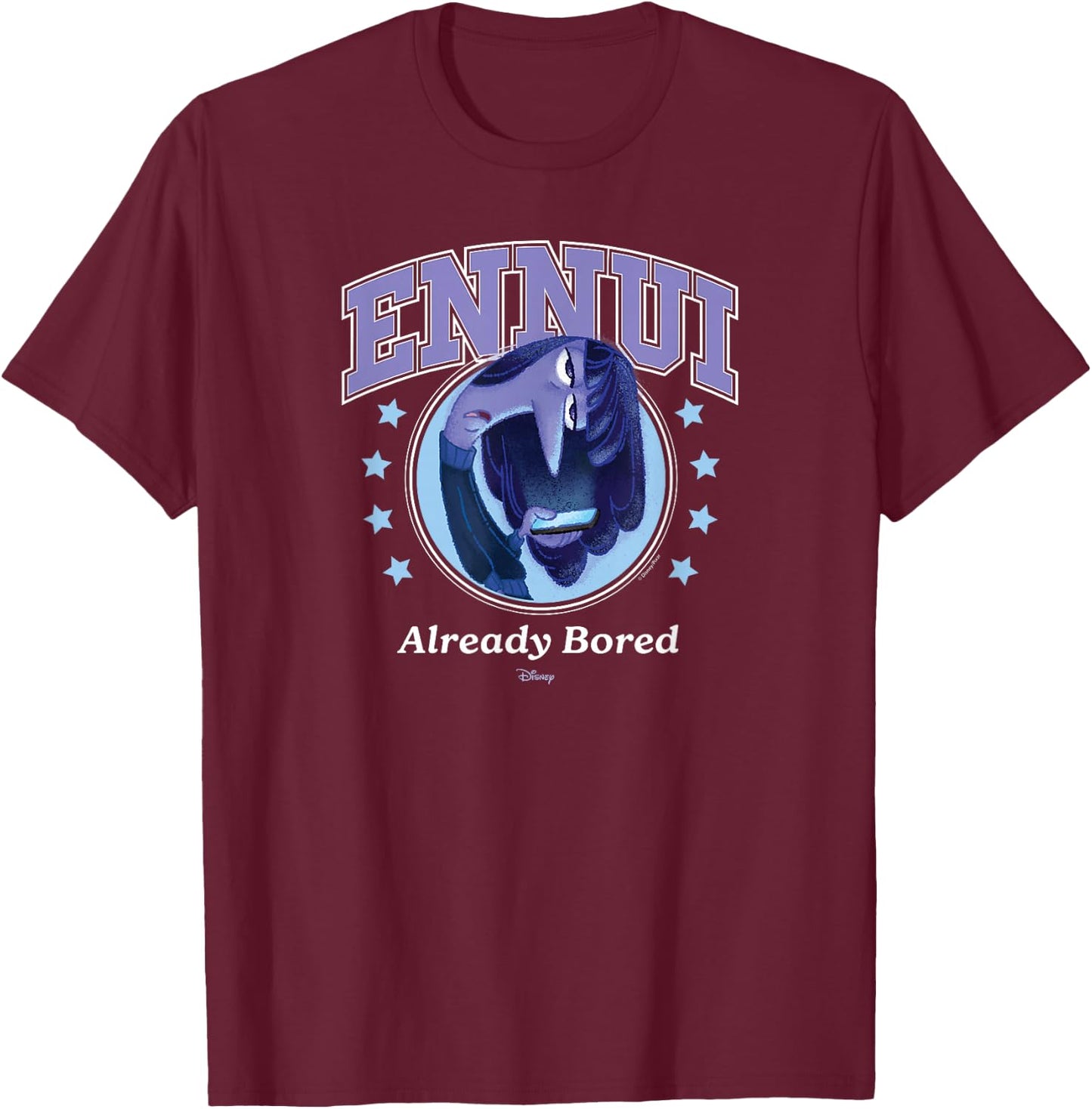 Inside Out 2 - Ennui Already Bored Emotion Character T-Shirt - T-Shirt | Maroon