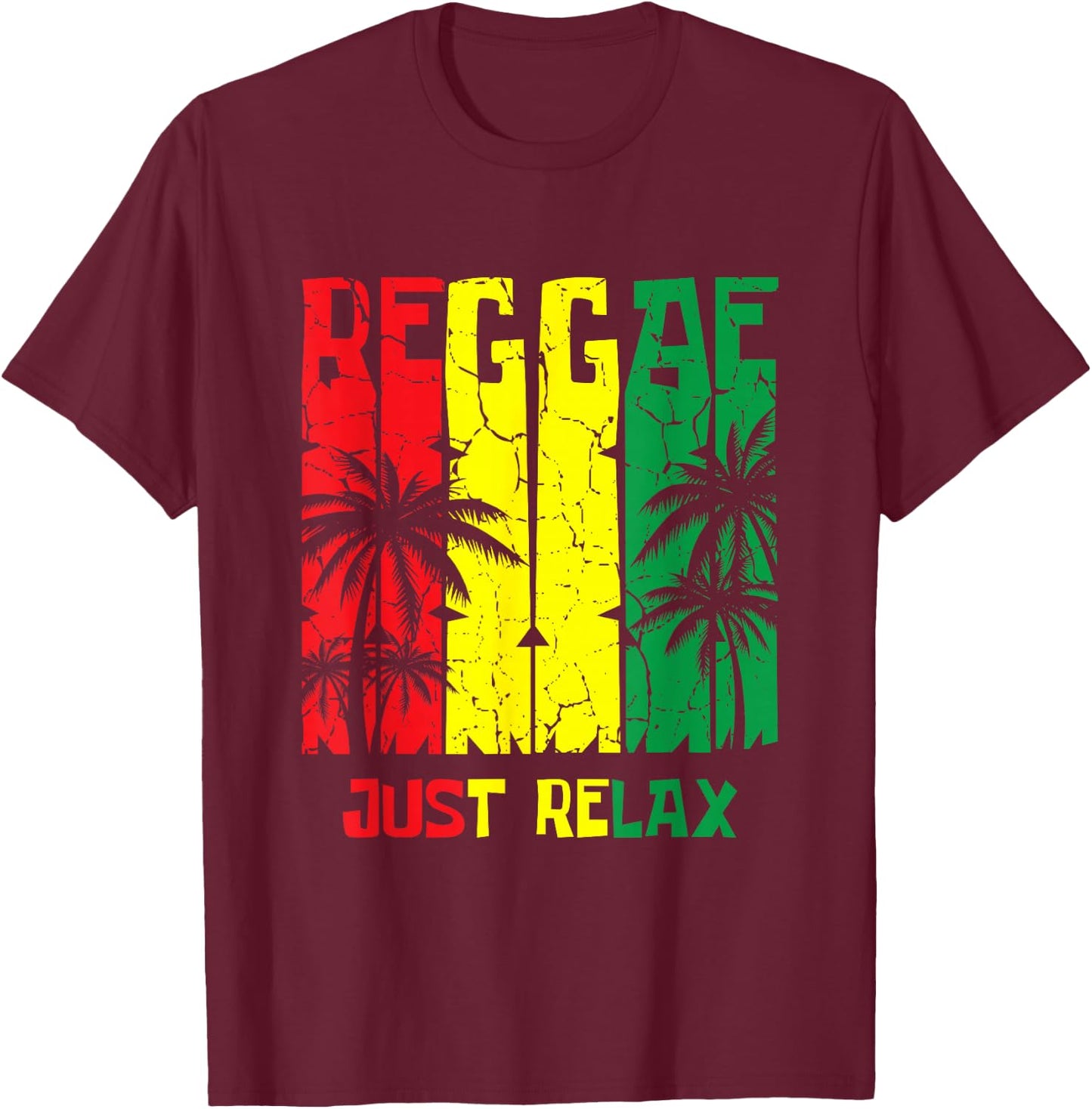 Reggae Jamaica Palm Trees Stoner Weed Smoker Relax T-Shirt - T-Shirt | Maroon